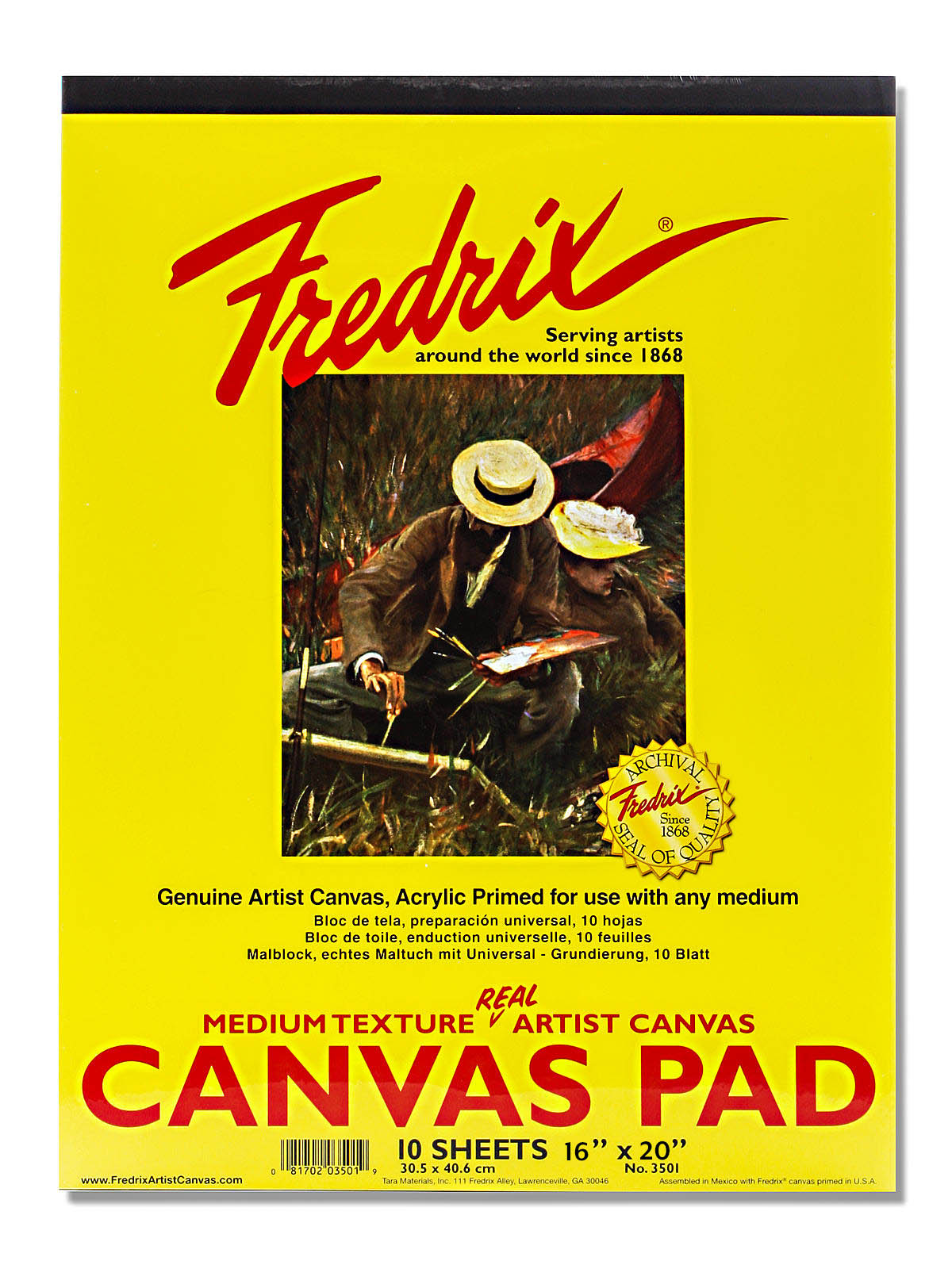 Fredrix Canvas Pad 16"x20", 10 Sheets