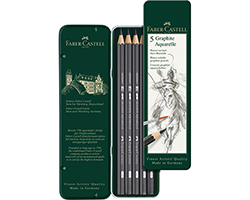 Faber-Castell Watersoluble Graphite Pencil Aquarelle Tin of 5 
