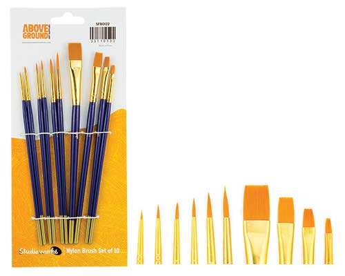 Above Ground Studioworks Nylon Brush Set of 10