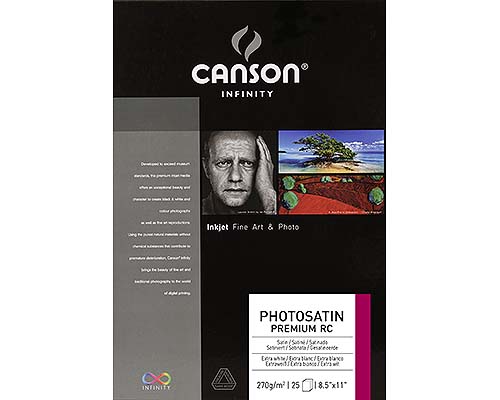 Canson Infinity PhotoGloss Premium Resin Coated 270 GSM- Gloss 8.5"x11" 25 Sheets