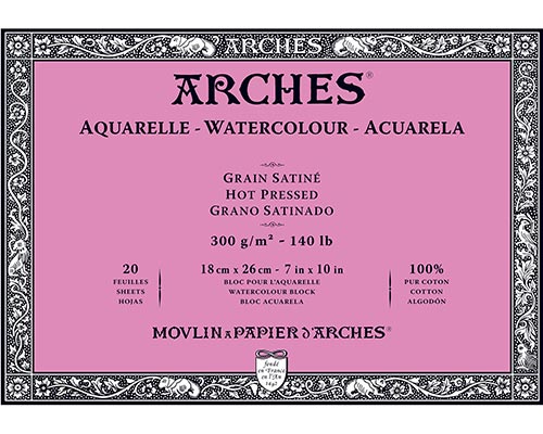 Arches Watercolour Block Hot Press 140LB 7X10