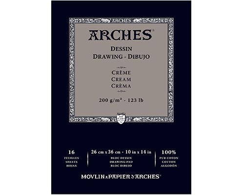 Arches Dessin Drawing Pad  123lb. 16 Sheets  Cream 10 x 14 in.