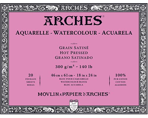 Arches 140lb Hot Press Block 12x16 20 sheets - Art and Frame of