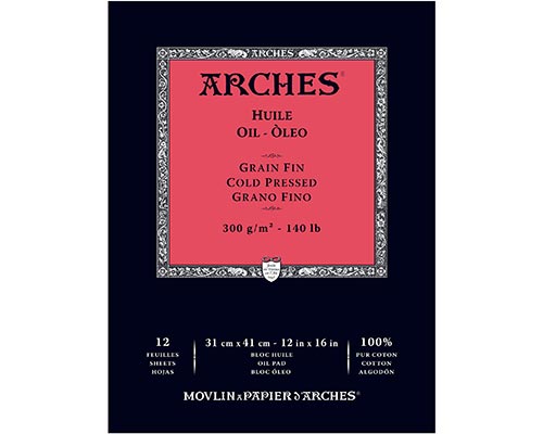Arches Oil Paper Pad  Cold Press 140lb.  12 Sheets 12 x 16 in.