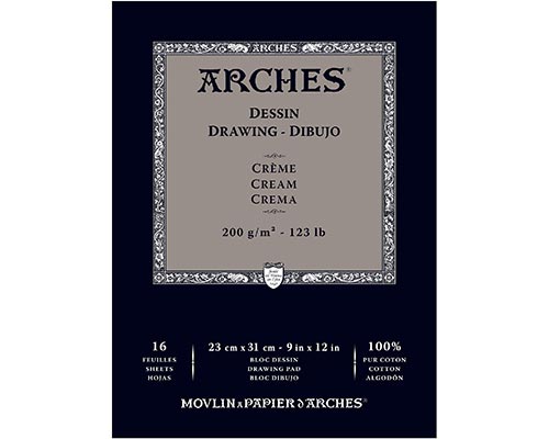 Arches Dessin Drawing Pad  123lb. 16 Sheets  Cream 9 x 12 in. 