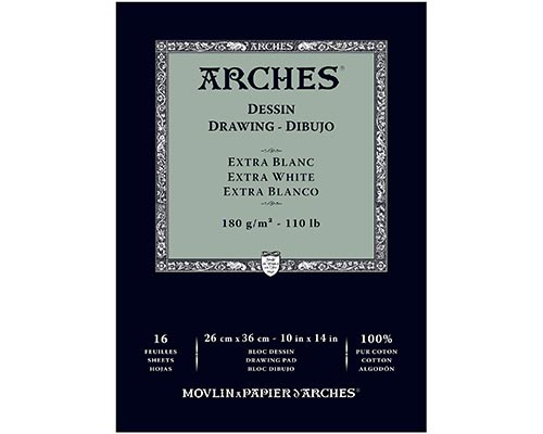 Arches Dessin Drawing Pad — 110lb. —16 Sheets — Extra White 10 x 14 in.