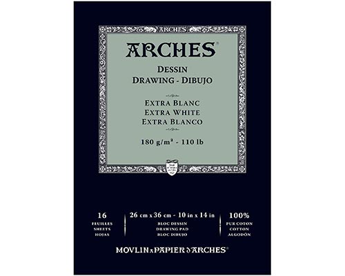 Arches Dessin Drawing Pad  110lb. 16 Sheets  Extra White 10 x 14 in.