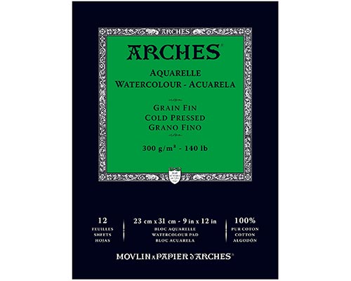 Arches Cold Press Watercolour Pad 140lb. – 12 Sheets – 9 x 12 in.