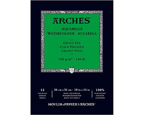 Arches Cold Press Watercolour Pad 140lb.  12 Sheets  10 x 14 in.