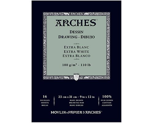 Arches Dessin Drawing Pad — 110lb. —16 Sheets — Extra White 9 x 12 in.