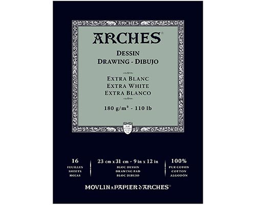 Arches Dessin Drawing Pad  110lb. 16 Sheets  Extra White 9 x 12 in.