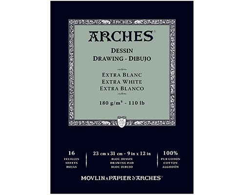 Arches Dessin Drawing Pad  110lb. 16 Sheets  Extra White 9 x 12 in.