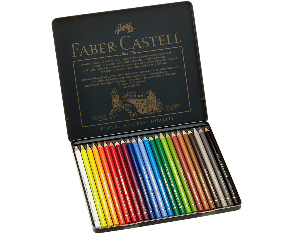 Faber-Castell Polychromos Colored Pencil Metal Tin, Set of 24, Lightfast  Colors 