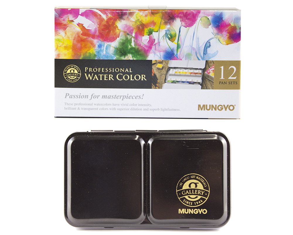  MUNGYO Professional Watercolor Set, Tin Case, 12 Count