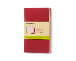 Moleskine Plain Cahier Journals- Red- Pocket- Set of 3