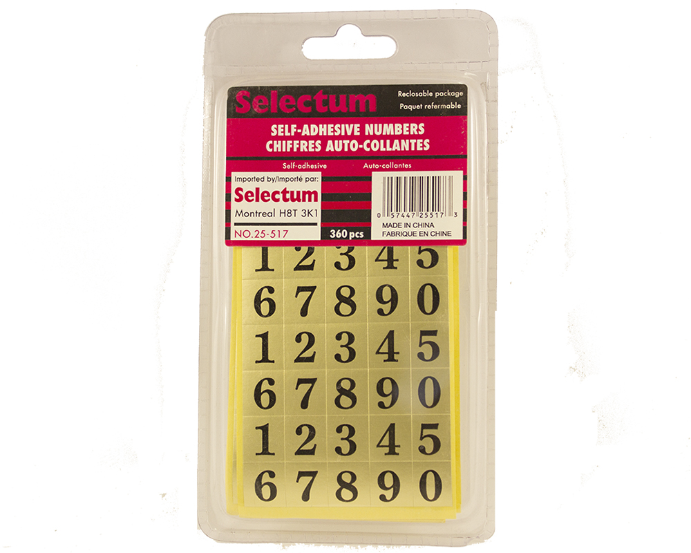 Selectum Self Adhesive Numbers