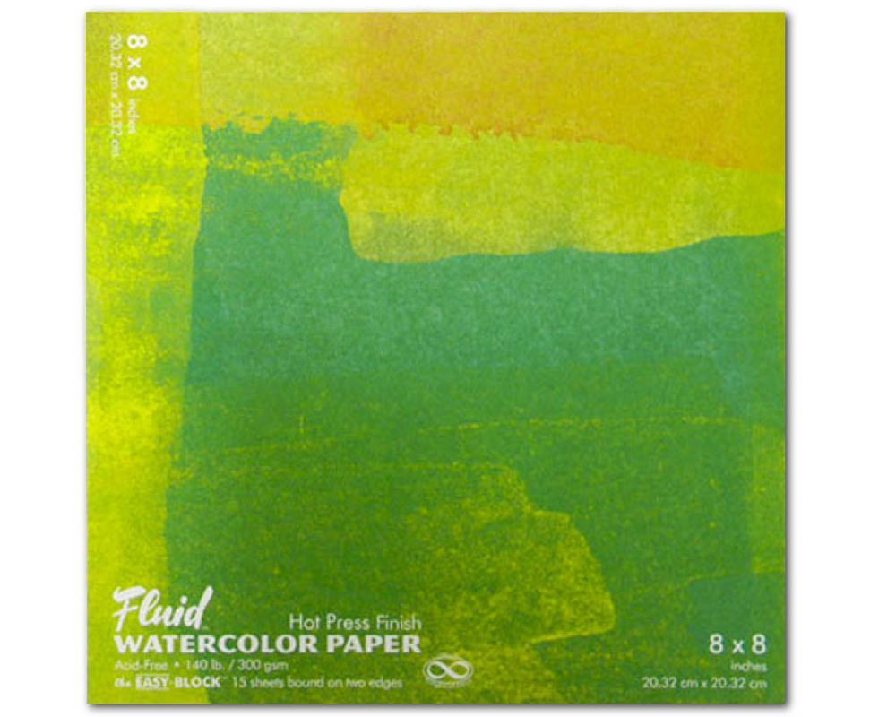 Fluid 100 Watercolor Paper Block - 140 lb. Hot Press 6 x 8