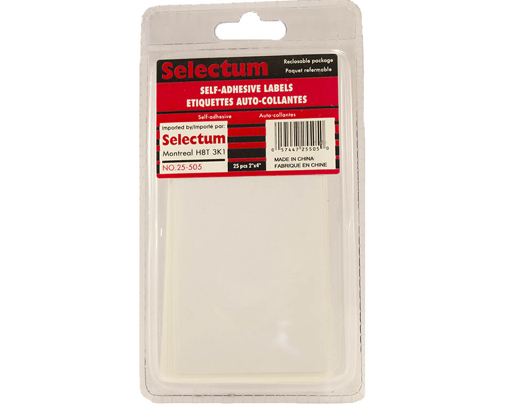 Selectum White Labels 2"x4" 