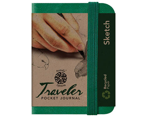 Pentalic Traveler Pocket Journal- Sketch 74lb. 6"X8" Green
