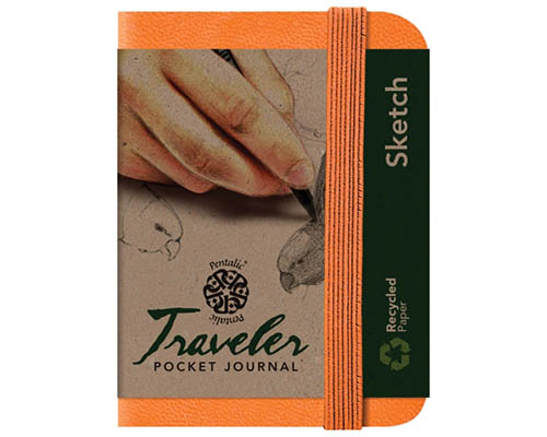 Pentalic Traveler Pocket Journal- Sketch 74lb. 6"X8" Orange