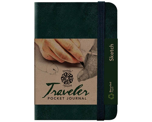 Pentalic - 6x 8 Brown Traveler Pocket Artist Drawing Journal, 160 Pages,  74 lb. Paper 