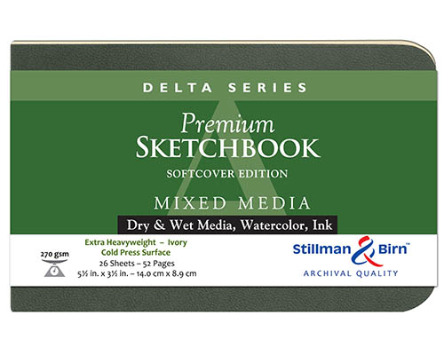 Stillman & Birn Beta Series Softcover Sketchbook, 5.5 x 8.5, 270 GSM  (Extra Heavyweight), White Paper, Cold Press Surface