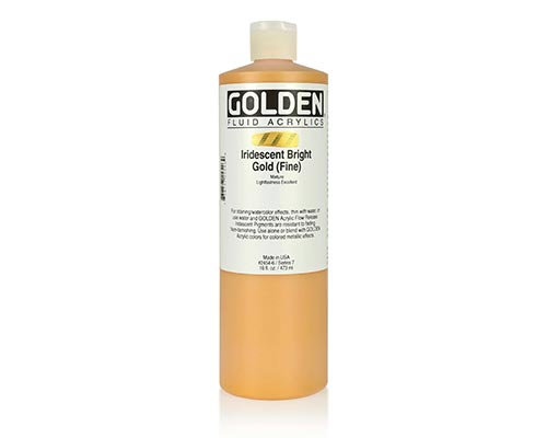 Golden Fluid Acrylic - Iridescent Bright Gold Fine - 16oz