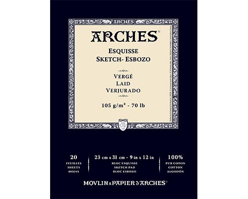 Arches Sketch Pad  70 lb.   20 Sheets  Natural White 9 x 12 in.