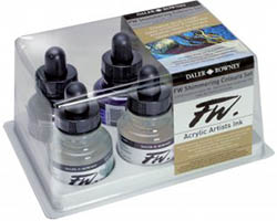 Daler-Rowney FW Artists' Acrylic Ink -  Shimmering Colours Set of 6