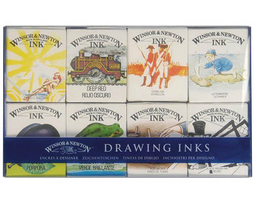 Winsor & Newton Drawing Inks- William Collection Ink Pack - 8 Bottles 14mL