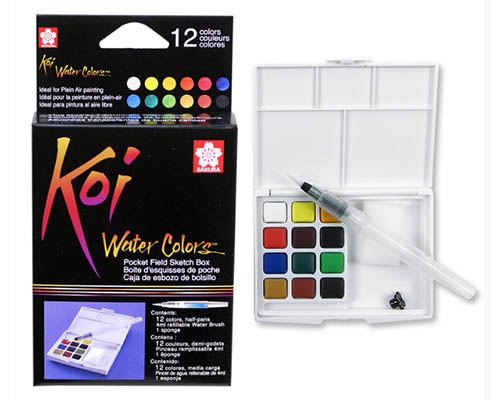 Sakura Koi Watercolour Pocket Field Sketch Travel Kit - 12 Pan Set