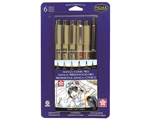 Sakura Pigma - Manga Comic Pro Drawing Kit - Set of 6