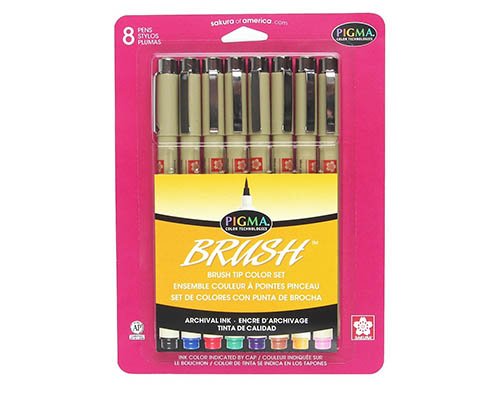 Sakura Pigma Brush Tip Pen - Colour Set of 8 