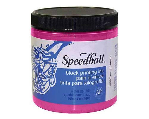 Speedball Water-Soluble Block Printing Ink - Fluorescent Hot Pink 8oz.