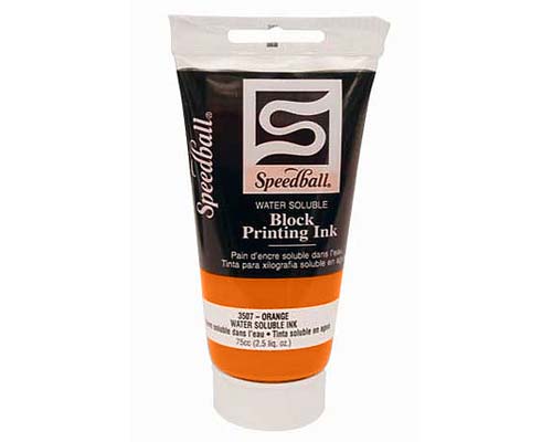 Speedball : Water-Soluble Block Ink : 75ml : Fluorescent Orange