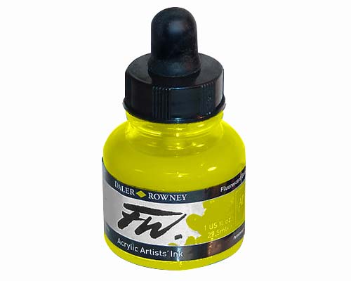 FW Acrylic Artists Ink  1oz  Fluorescent Yellow