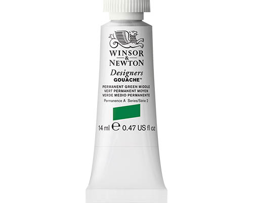 Winsor & Newton Designers Gouache  14mL Tube  Permanent Green Middle