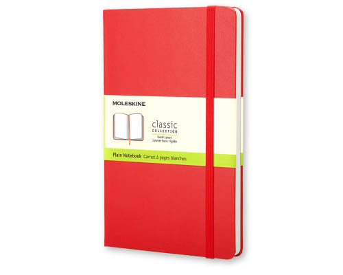 	Moleskine Classic Notebook  Red Hardcover  Plain  3.5 x 5.5 in.