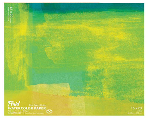 Fluid Watercolour Paper Easy-Block Hot Press 16 x 20 in.