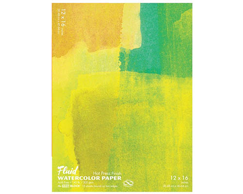 Fluid Watercolour Paper Easy-Block Hot Press 12 x 16 in.