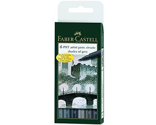 Faber-Castell Pitt Artist Pen Brush – Shades of Grey – Set of 6
