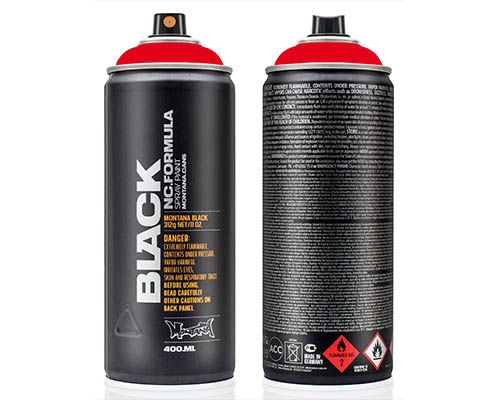 Montana BLACK Spray Paint  400mL Can  Code Red