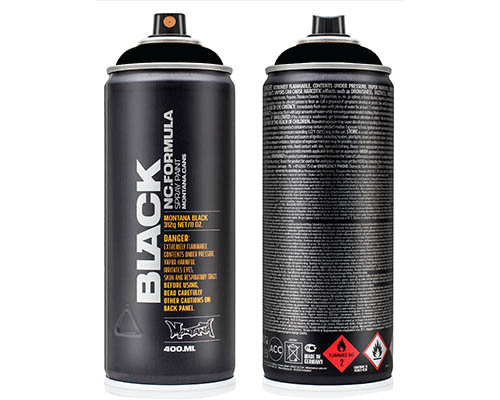 Montana BLACK Spray Paint  400mL Can  Black