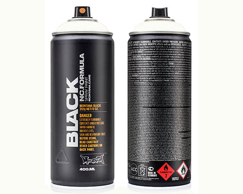 Montana BLACK Spray Paint  400mL Can  White