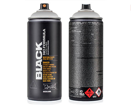 Montana BLACK Spray Paint  400mL Can  Silverchrome