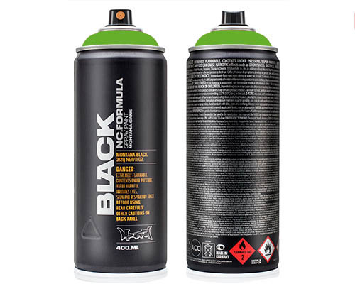 Montana BLACK Spray Paint  400mL Can  Power Green