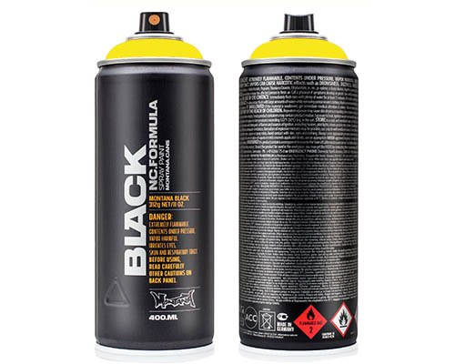 Montana BLACK Spray Paint  400mL Can  True Yellow