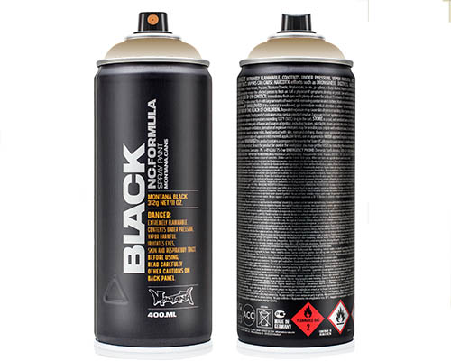 Montana BLACK Spray Paint  400mL Can  Copperchrome
