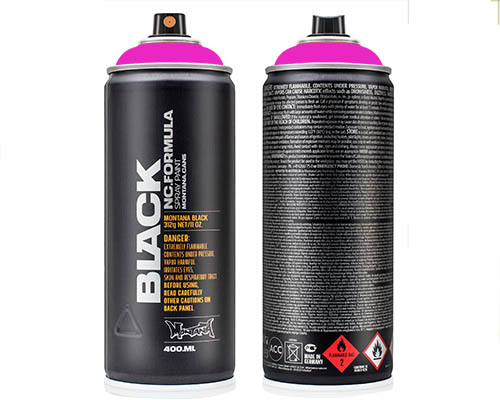 Montana BLACK Spray Paint  400mL Can  Infra Pink (Fluorescent Range)