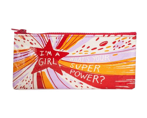 Blue Q Pencil Case  I'm A Girl. What's Your Superpower?